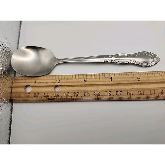Wesley Forge WLF2 Sugar Spoon Stainless Steel 5 7/8" Floral Design Art Deco MCM - Picture 3 of 8